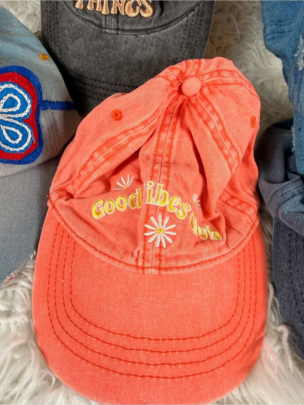 Lot of 5 Embroidered Baseball Caps - Assorted Colors